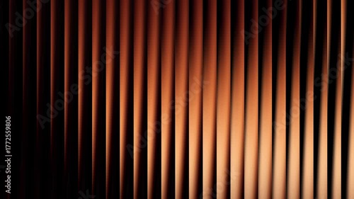 Glowing white-to-orange glass gradient with soft yellow tones on a black backdrop Abstract Vertical Lines Background with Ribbed Texture and Gradient Lighting Modern Fluted Wallpaper 