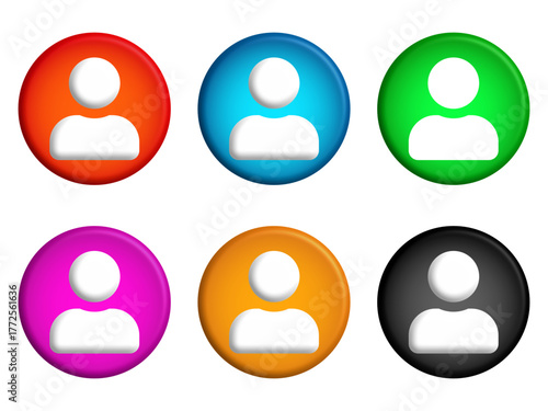 3D multicolor user icon set isolated. Vector  illustration. 