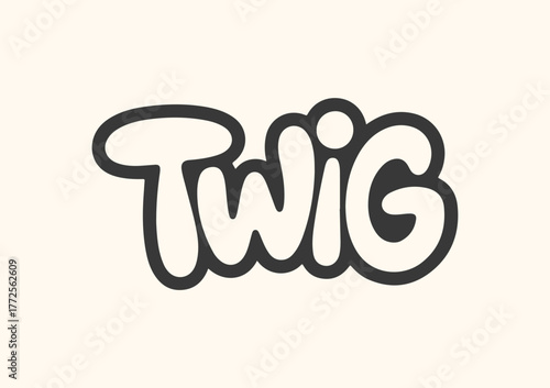 The word twig written in a bubbly, cartoonish font with a thick black outline on a light cream background