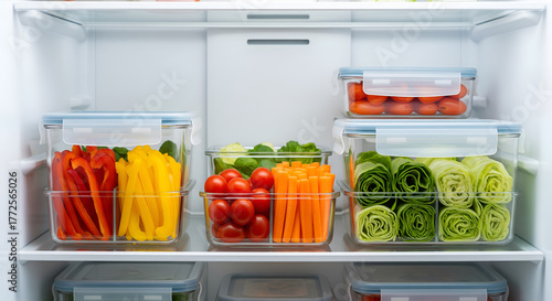Refrigerator with Fresh Vegetables, Healthy Eating Concept