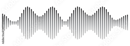 Audio wave tune print, voice message, podcast audio recording. Vector audio player soundwave visualization or voice message sound wave. Podcast audio streaming. Music, sound concept