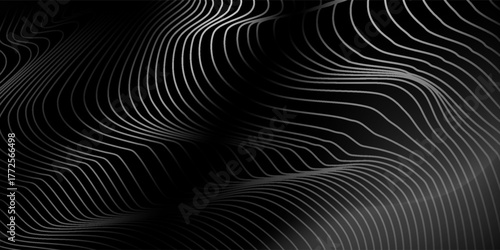 3D Vector wave lines pattern smooth curve flowing dynamic white light isolated on black background for concept of technology, digital, modern, eps10 vector.