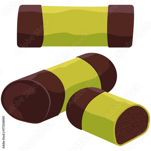 punsch roll,  marzipan snack cookie, green marzipan.