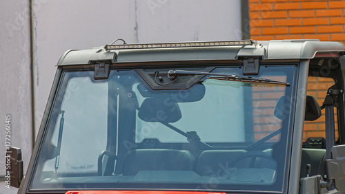 Billede på lærred Aftermarket LED Light Bar Mounted at Roftop of Utv Vehicle