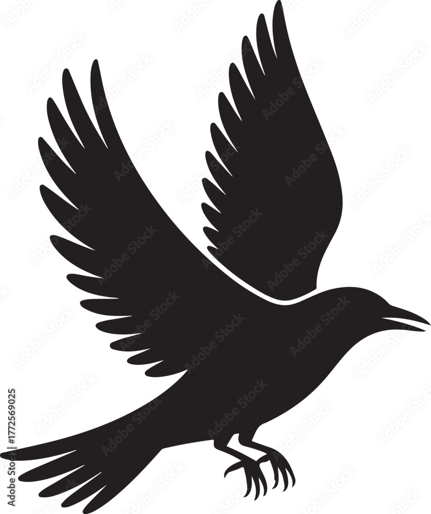 Fototapeta premium Black eagle vector silhouette illustration of a flying bird with outstretched wings isolated on white
