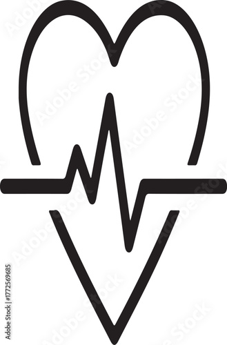 Heart Beat silhouette vector with white background