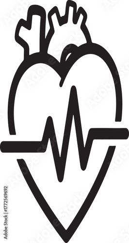 Heart Beat silhouette vector with white background