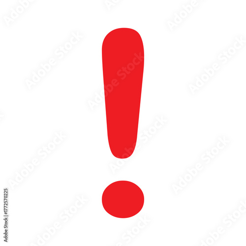 Exclamation mark vector icon, red , hazard warning attention sign