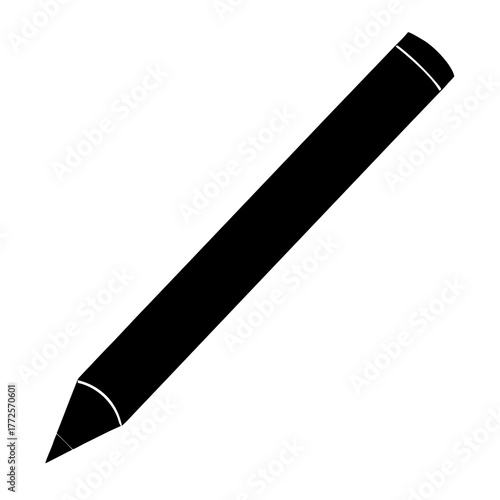 A drawing of a black colored pencil on transparent background silhouette