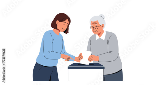 Empowered citizens cast their votes in a vibrant democratic process, showcasing civic duty and participation across generations