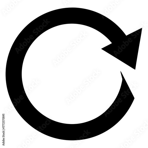 Circular arrow pointing to the left on transparent background silhouette