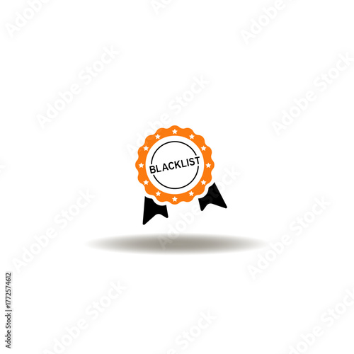 Vector illustration of stamp or award with blacklist word. Symbol of black list access blocked.