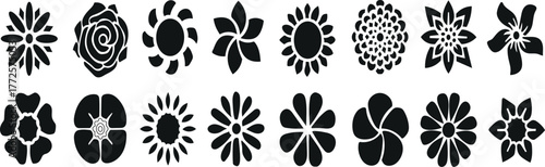 “Flower Silhouette Set – Floral Vector Collection for Design and Decoration”