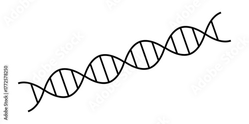 DNA double helix vector icon: simple molecular structure for genetics, biology, research, healthcare, and biotechnology concepts