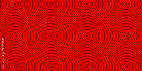 Simple red circle background with dynamic shapes composition of modern abstract design art.