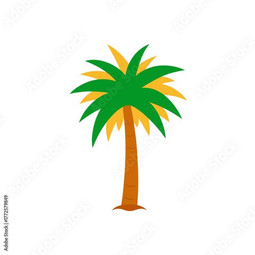 Stylized date palm tree vector illustration warm sunlight scalable graphics for tropical designs