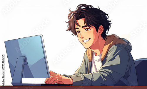 パソコンを使う男性