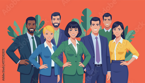 Successful diverse business people smiling Professional team and corporate collaboration