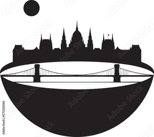 Budapest Hungary skyline silhouette cityscape vector illustration design