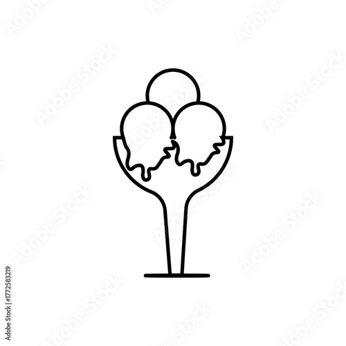 Isolated black and white icon of ice cream cones. Summer vibe. Cooling. Doodle style, vector illustration. Can be used in mobile apps, websites, and advertising.