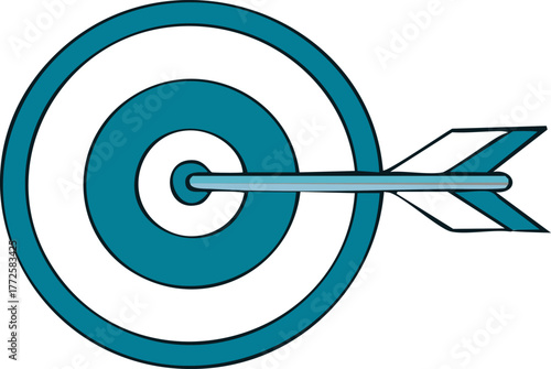 Achieving goals and targets through accurate and precise archery or shooting sports, hitting the bullseye with determination and focus