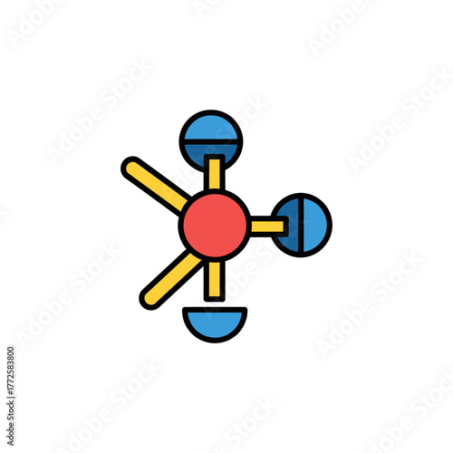 Molecule structure representing scientific research in laboratory with bright colors symbolizing innovation and discovery.