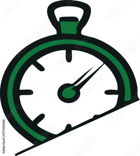 Dynamic green stopwatch icon representing efficient time measurement, speed, and precision. Ideal for athletic events, business productivity, or any application requiring clear timing indications
