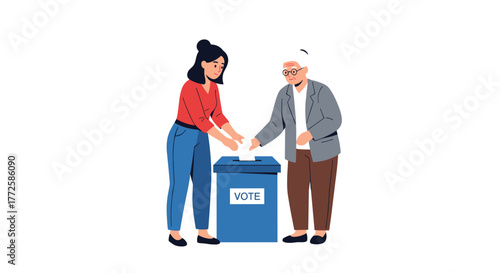 Diverse generations bravely cast their ballots in a vital election, symbolizing civic duty and democratic participation for all citizens