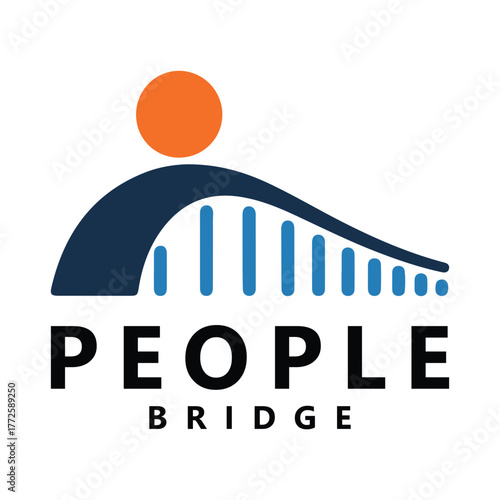 Bridge people logo icon vector illustration