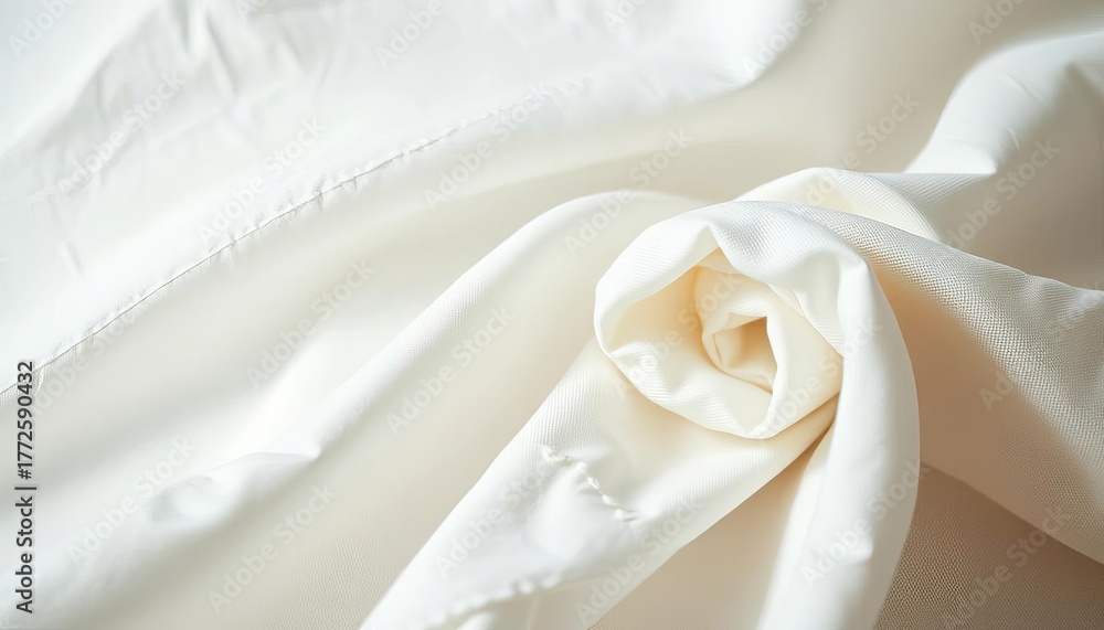 Fototapeta premium Rolled white cotton fabric, soft texture, natural light, soft, white material