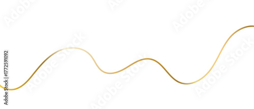 Thin gold line, string golden ribbon isolated on white background, vector illustration