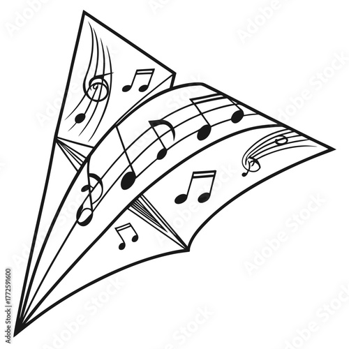 Elegant music notes in a stylized kite design, expressing musicality and creativity