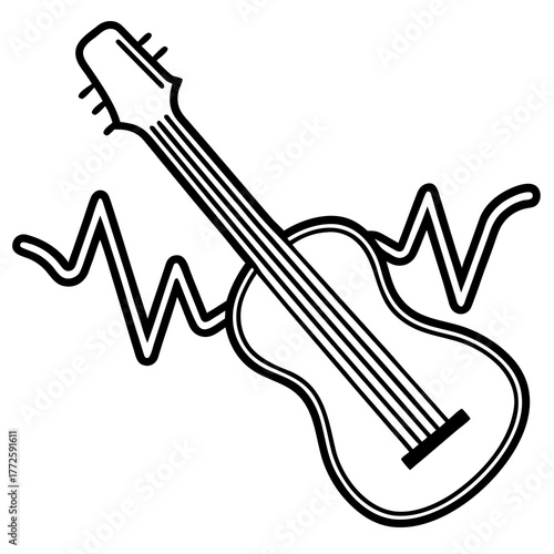 Cool stylized guitar musical instrument illustration for band logo or poster design