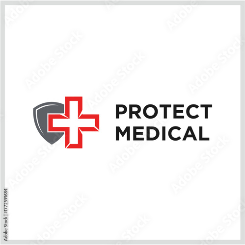 Medical Protection Logo Cross and Shield Design for Healthcare and Safety | EPS Vector Illustration