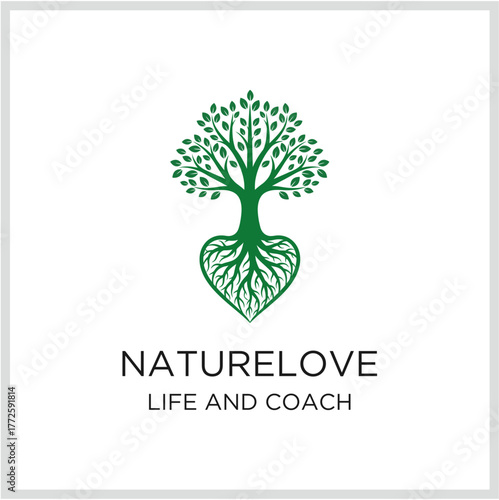 Heart Tree Logo Nature, Love, and Growth Symbol for Life Coaching and Wellness