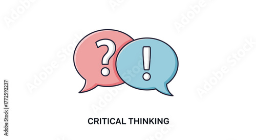 Question and exclamation speech bubbles representing critical thinking  