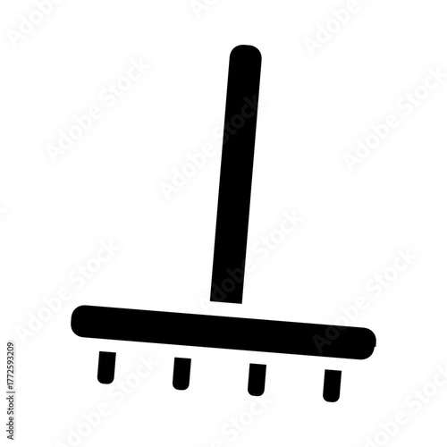 Simple rake icon representing gardening, cleaning, or agricultural maintenance. Great for eco and outdoor work graphics.