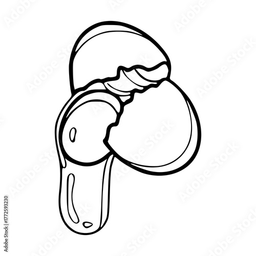 outline illustration of cracked egg with dripping yolk