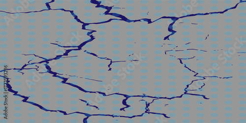 Realistic wall crack effect. Vector illustration of broken land erosion or cracked ground concrete texture on transparent background. Fissure split in distressed surface. Abstract destruction fracture