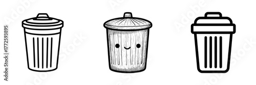 A trash bin icon is set against a transparent background, symbolizing a cleaning concept
