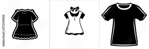 Modern illustration of a toddler girl wearing a T-shirt in a fashion flat sketch style, including cad and technical drawing elements, presented as a template or mockup