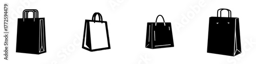 Modern illustration of a brown paper shopping bag featuring handles in a flat minimal design style standing upright