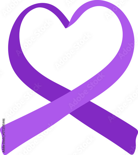 HEART Purple ribbon Bound violence awareness for epilepsy, pancreatic cancer, Alzheimer disease, lupus, and ADHD