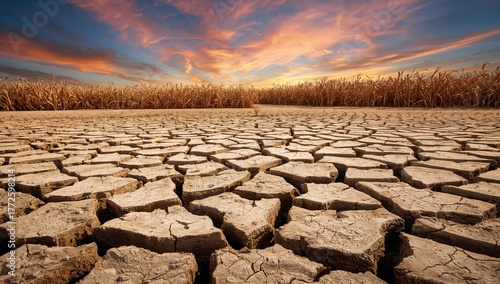 Desert land affected by drought, risk of agricultural land degradation