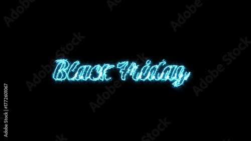 Bright neon glow animation of Black Friday sale banner with glowing text, futuristic digital background, and vibrant light design for online shopping promotion and marketing campaign.