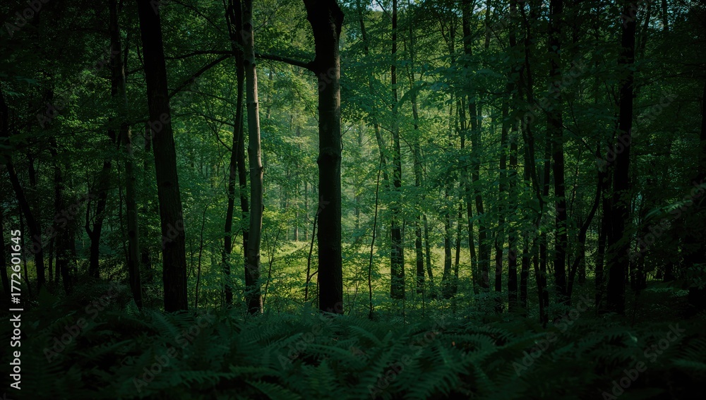 Fototapeta premium Dense green forest backdrop, showcasing a natural setting, erosion risk