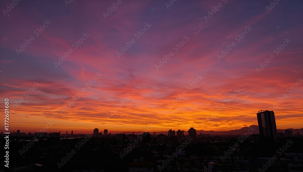 Fototapeta premium Dusk Horizon with Sun and Twilight Sky