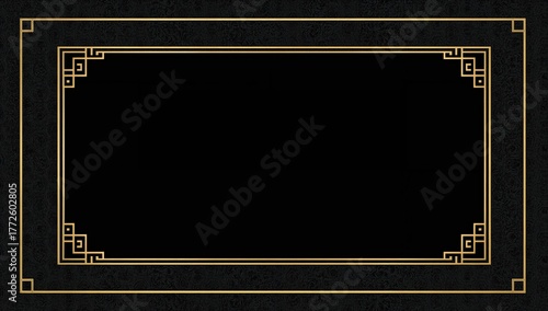 Black background adorned with a patterned frame, suitable for certificates, banners, and posters, editorial header background