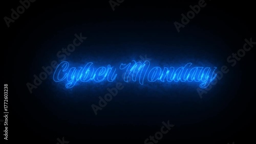 Cyber Monday Sale Neon Glow Text Animation Banner for Online Shopping Promotion and Digital Marketing Event