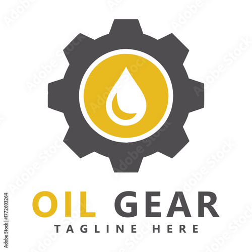 Motor oil logo drop lubricant and gear vector illustration
